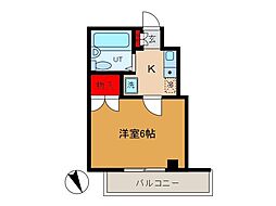 ハイクレストエビハラNO3 1Kの間取図画像