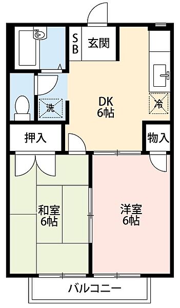 シェルティＫＵＷＡＧＯII 201｜愛知県岡崎市大和町字桑子(賃貸アパート2DK・2階・39.74㎡)の写真 その2