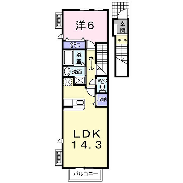 ボン　サンク羽根 205｜愛知県岡崎市羽根町字大池(賃貸アパート1LDK・2階・49.05㎡)の写真 その2