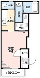 愛知環状鉄道 末野原駅 4.8kmの賃貸アパート 1階ワンルームの間取り