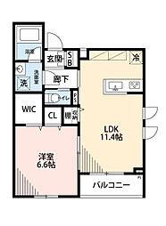 愛知環状鉄道 北岡崎駅 徒歩13分の賃貸アパート 2階1LDKの間取り