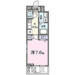 スマイル72 2階1Kの間取り