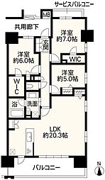 レーベン熊本新町EMBRACE 3LDKの間取図画像