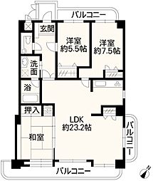 ライオンズマンション新屋敷第2 3LDKの間取図画像