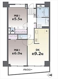 優渾船場 2DKの間取図画像