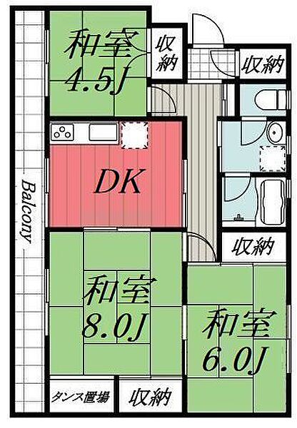 千葉県市原市有秋台西2丁目(賃貸マンション3DK・3階・60.00㎡)の写真 その2
