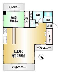 パレス鳥居松 1LDKの間取図画像