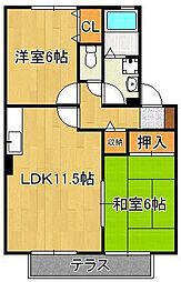 グランドソレーユ（上吉田） 2階2LDKの間取り