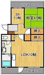 オアシス中曽根 1LDKの間取図画像