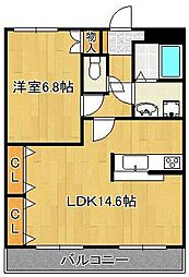 サンメイプル 1LDKの間取図画像