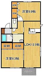 アヴェニールパルク212B 2LDKの間取図画像