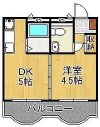フェリス苅田B 1DKの間取図画像