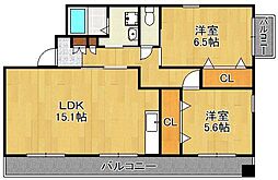 フェルト373 2LDKの間取図画像