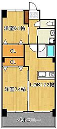 カリブ 2LDKの間取図画像