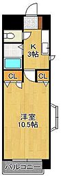 一刻館2 1Kの間取図画像