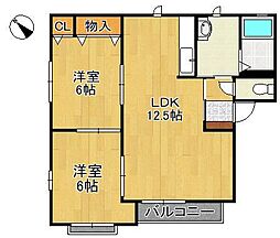 サニーヒル葛原 2LDKの間取図画像