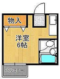 アロー安部山 ワンルームの間取図画像
