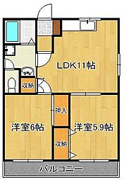 メゾン坂本 2LDKの間取図画像