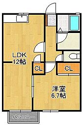 カンパーニュ 1LDKの間取図画像