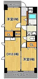 雅ビル 2DKの間取図画像
