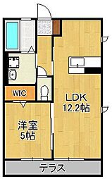セゾン行橋C 1LDKの間取図画像