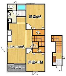 ユーシャイン 2LDKの間取図画像