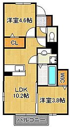 サンフォレスト 2LDKの間取図画像