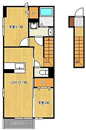 キララC 2LDKの間取図画像
