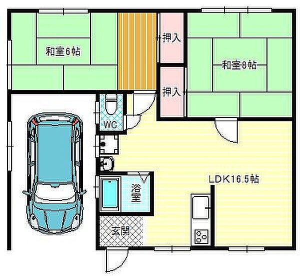 ハイム城山2 ｜大阪府羽曳野市古市5丁目(賃貸マンション2LDK・1階・63.10㎡)の写真 その1