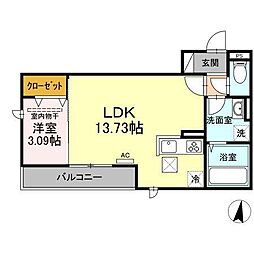 リーブルハウスグラン南大分 1LDKの間取図画像