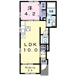 グランデアクアヴィラA 1LDKの間取図画像