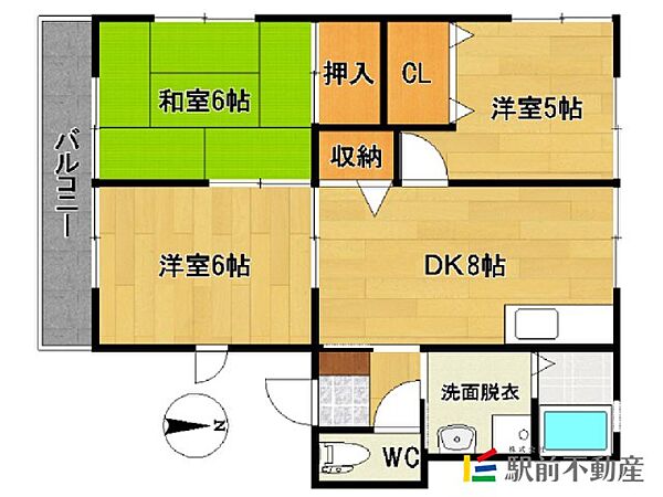 サンハイム横枕 201｜熊本県荒尾市万田(賃貸アパート3DK・2階・55.00㎡)の写真 その2