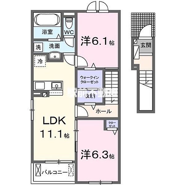 サウスゲートＢ 203｜熊本県玉名市築地(賃貸アパート2LDK・2階・58.60㎡)の写真 その2