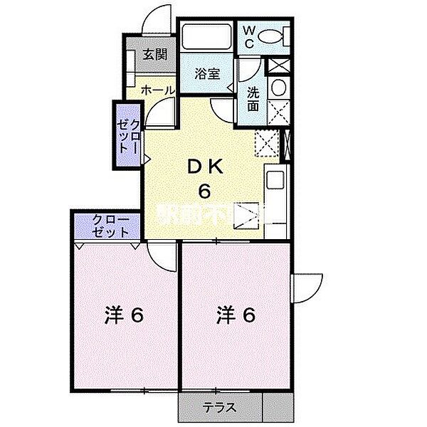 チェリーハウス 101｜熊本県荒尾市大島(賃貸アパート2DK・1階・42.77㎡)の写真 その2