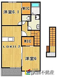 メゾンラフレシール 2LDKの間取図画像
