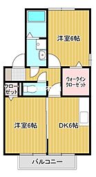 グランモア宮野 2DKの間取図画像