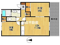 セジュールかながわB 2LDKの間取図画像