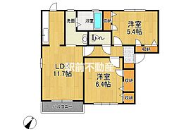 グランディール 2LDKの間取図画像