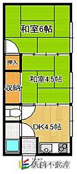 登記アパート 2DKの間取図画像