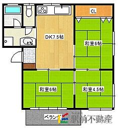 コーポハマダ 3DKの間取図画像