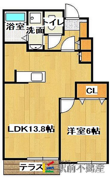 カルティエ　ヌーヴォーII号館 101｜福岡県大牟田市小川町(賃貸アパート1LDK・1階・45.89㎡)の写真 その2