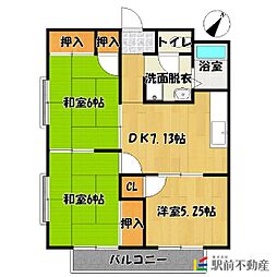 コーポブルースカイ 3DKの間取図画像