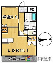 グランディール新栄町 103 ｜ 福岡県大牟田市椿黒町53-1（賃貸アパート1LDK・1階・41.04㎡） その2