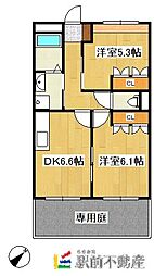 ファニープレイス 2DKの間取図画像