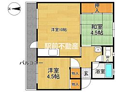 サニーウエル天領 3Kの間取図画像