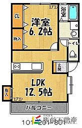 ネオハイツ上白川 1LDKの間取図画像