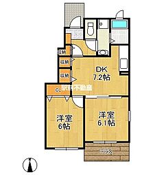 トリニティヴィレッジ 2DKの間取図画像