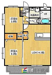 ユーミースマイル2 2LDKの間取図画像