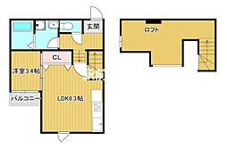 ポラリス大牟田2 1LDKの間取図画像