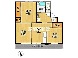 ビレッジハウス小浜2号棟 3DKの間取図画像